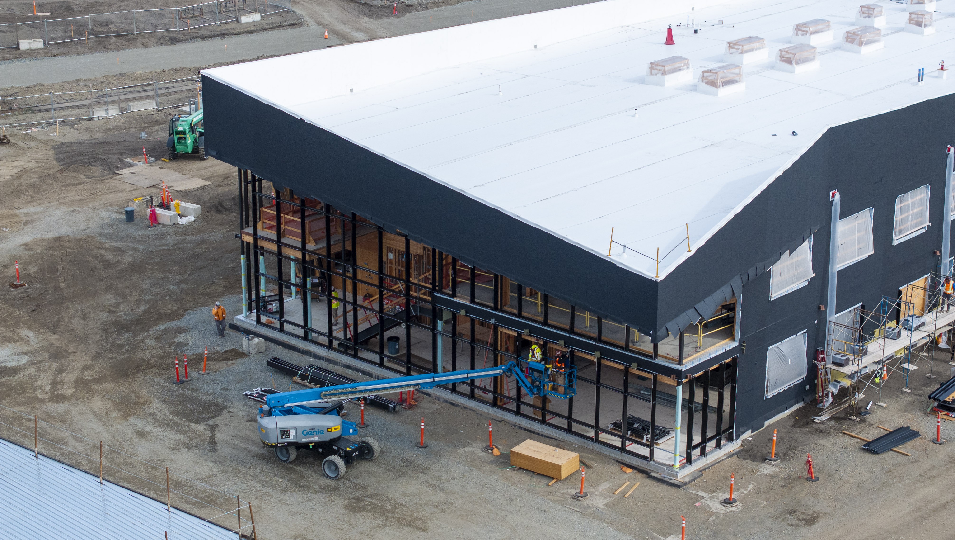 Aerial shot of a building under construction.
